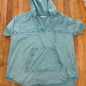 Teal Short Sleeve Hoodie
